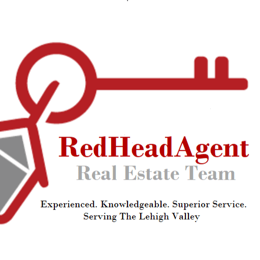 Logo of RedHeadAgent Real Estate Team with key and house tag.