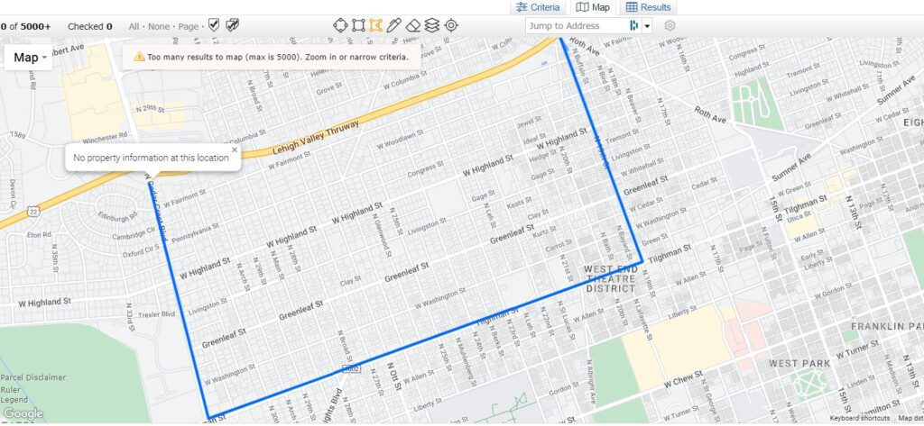 Map with highlighted blue boundary area.