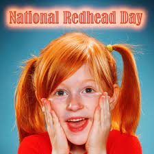 Young girl celebrating National Redhead Day.